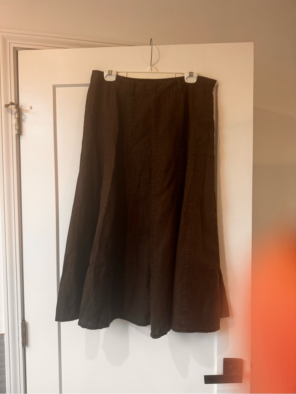 Claiborne Brown A-Line Linen Panel Skirt